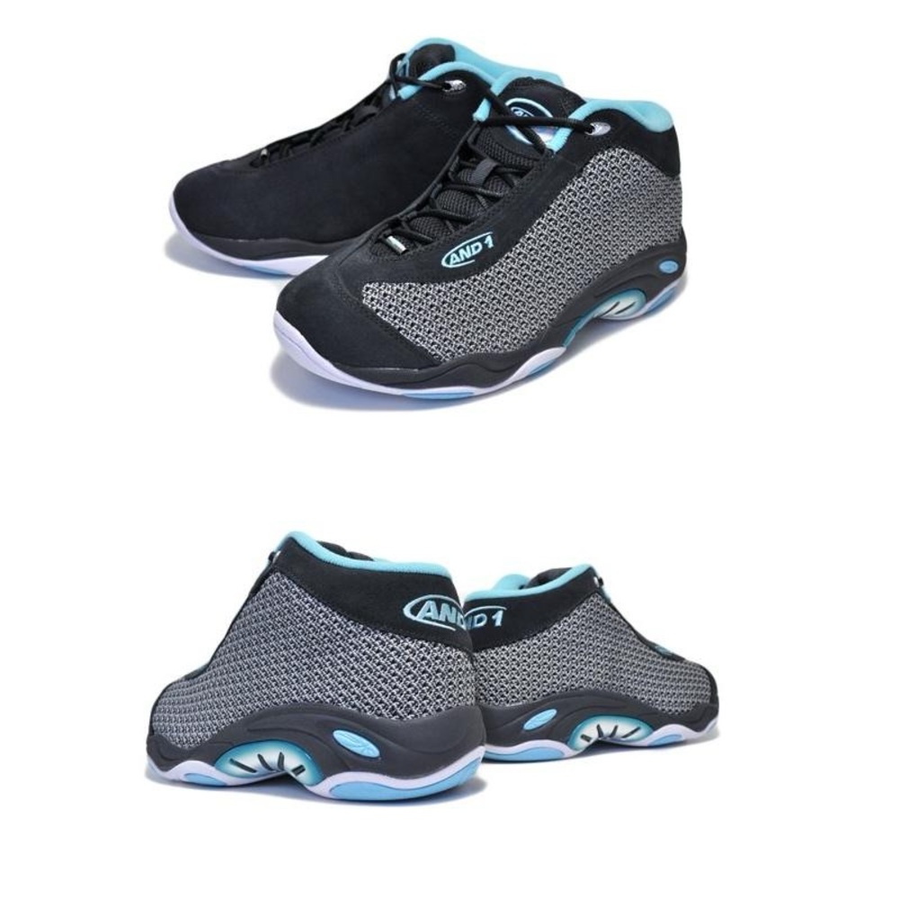 SuperRareAND1  Tai Chi LX Mid Men's Navy Blue with Teal n White Basketball Shoes - Picture 6 of 8